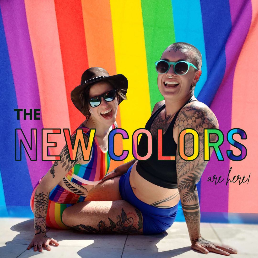 new colors of swimwear and binders for our gender affirming transgender swimsuit collection